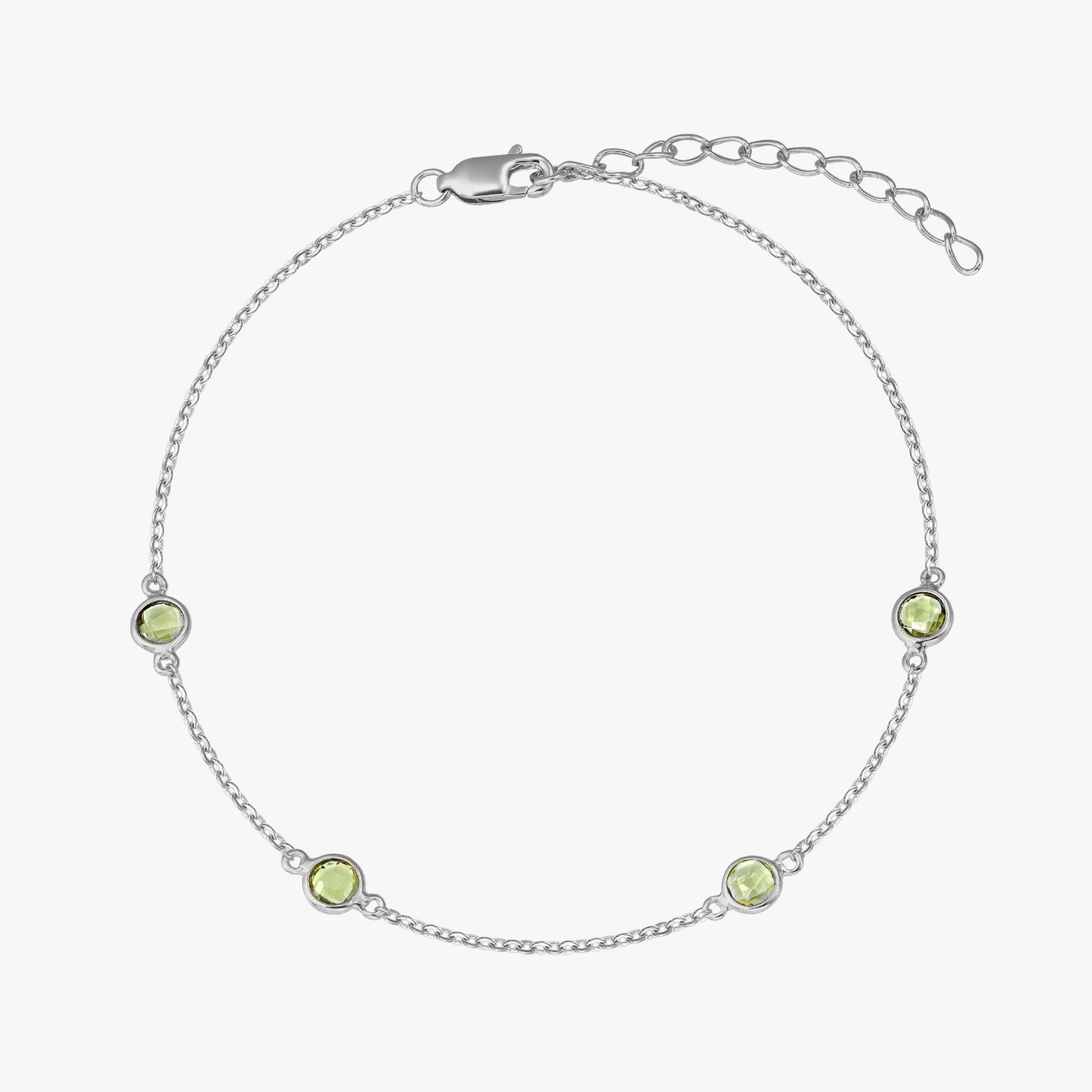 Brățara din argint Birthstone August - Peridot - Indira