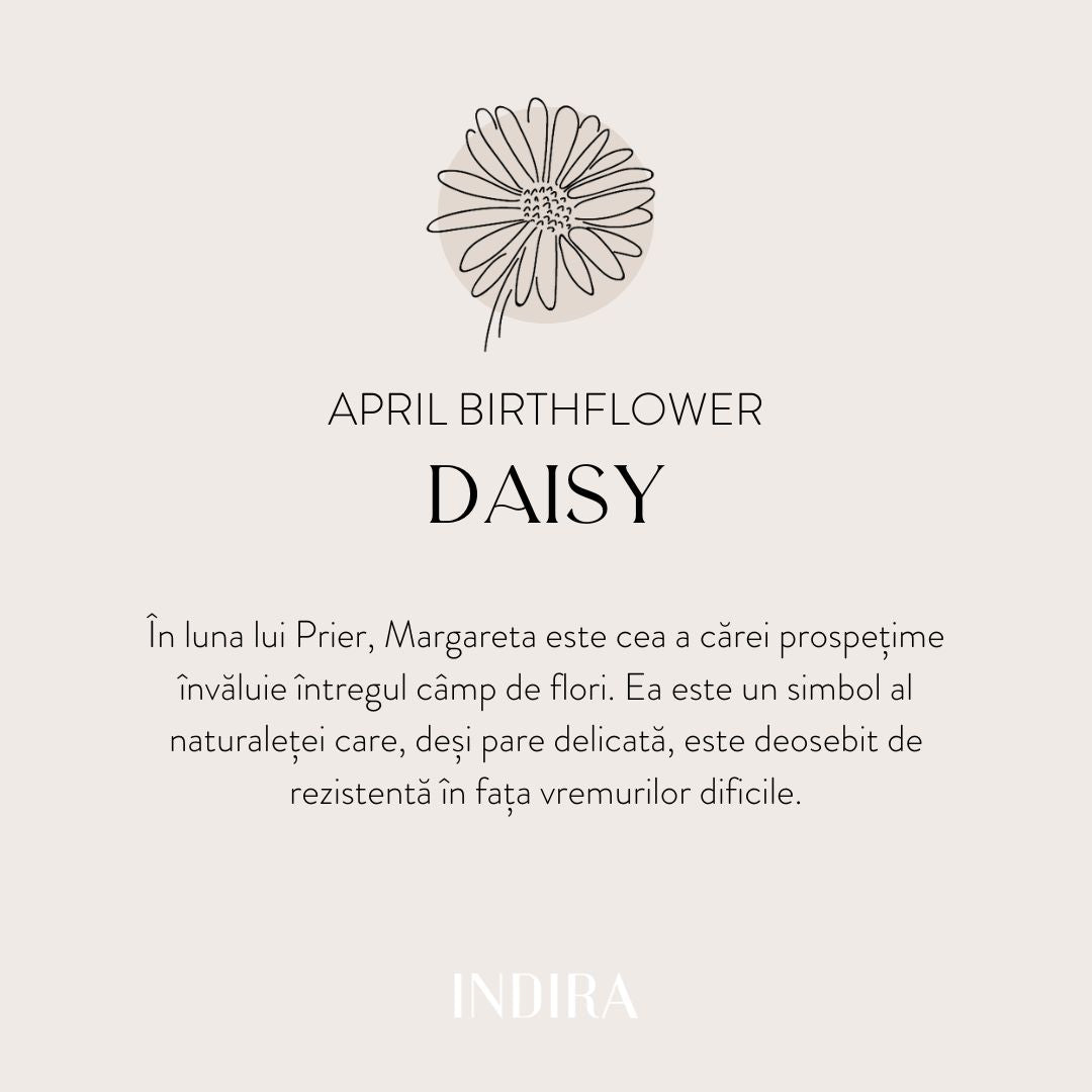 Brățară șnur pentru copii din aur alb Birth Flower - April Daisy - Indira