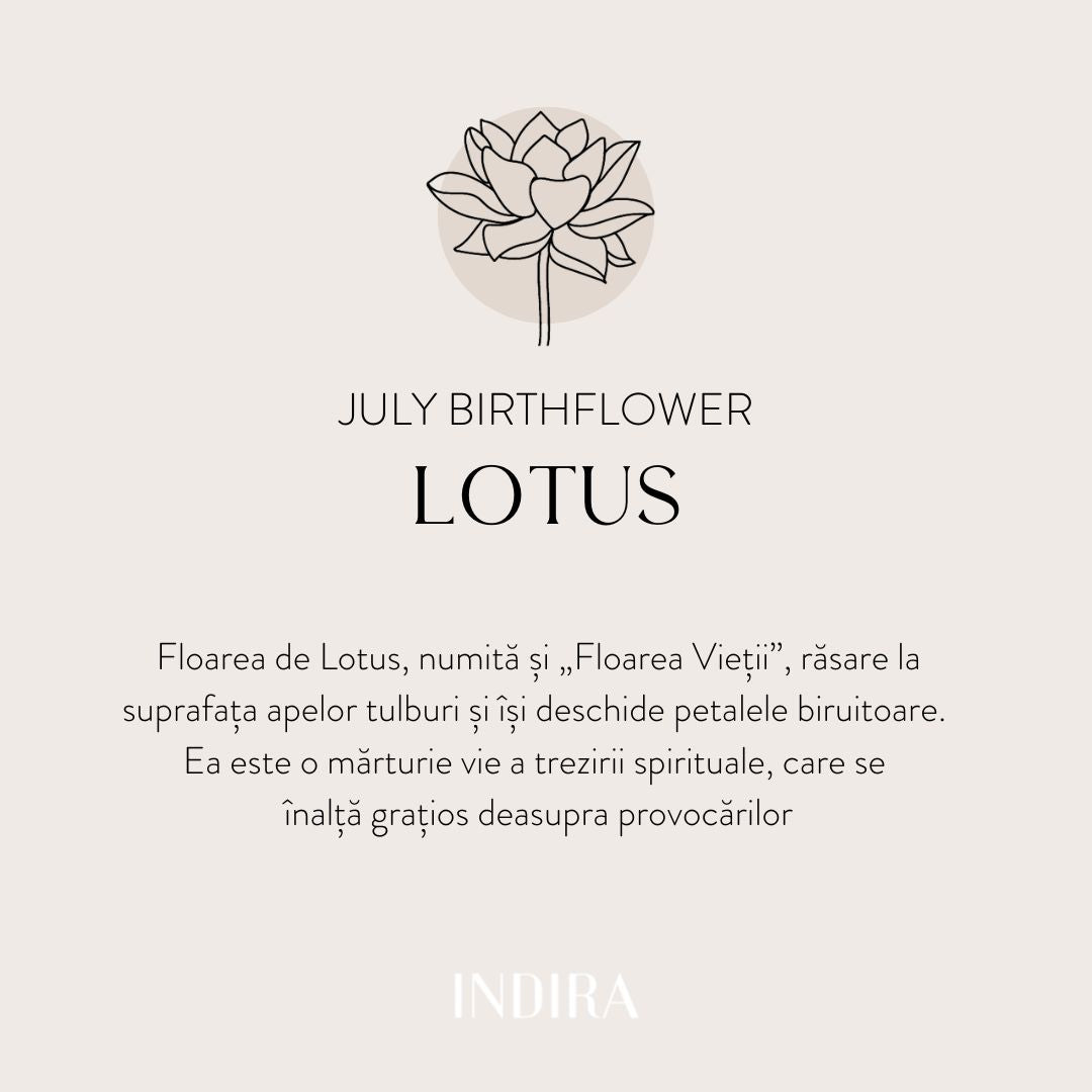 Colier din argint Birth Flower Golden - July Lotus - Indira