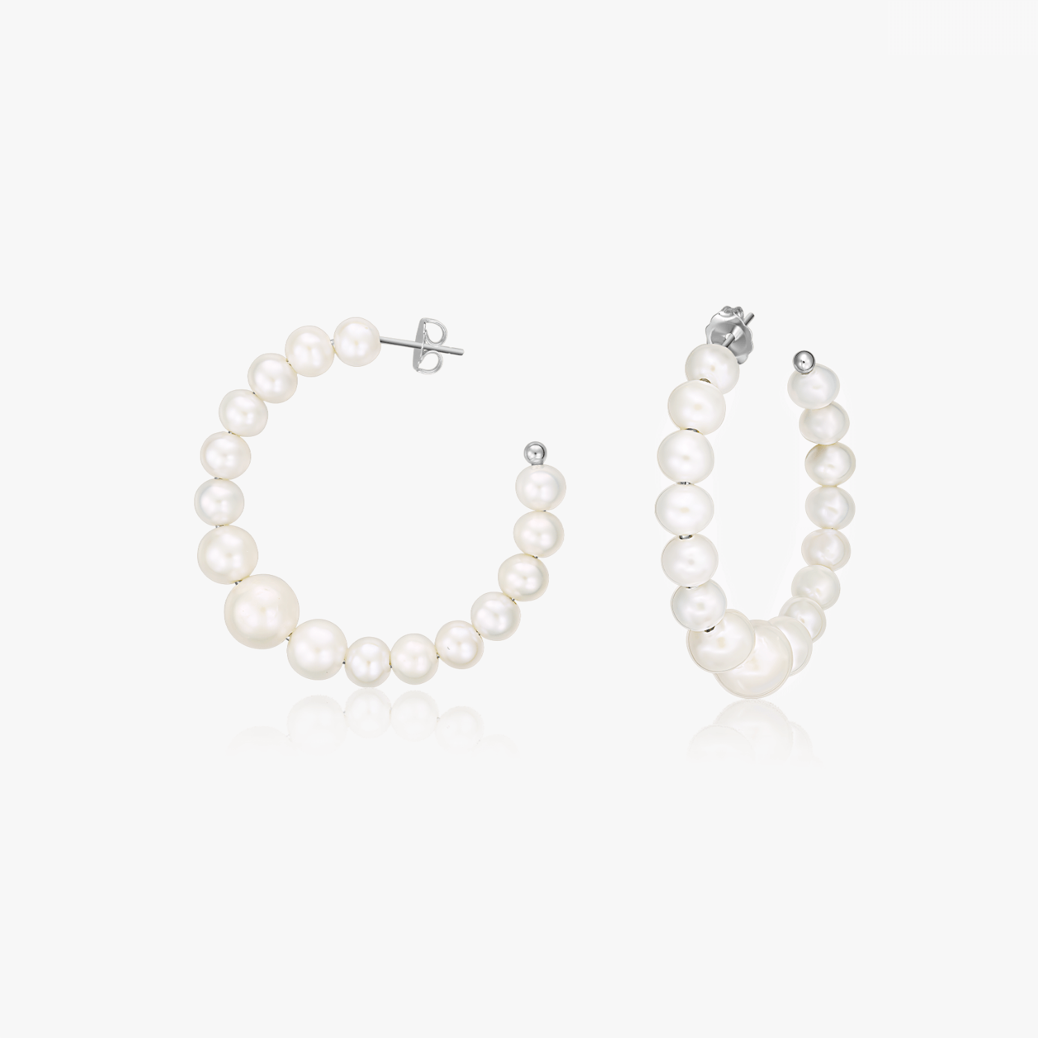 Cercei din argint Pearl Hoops - Perle Naturale - Indira