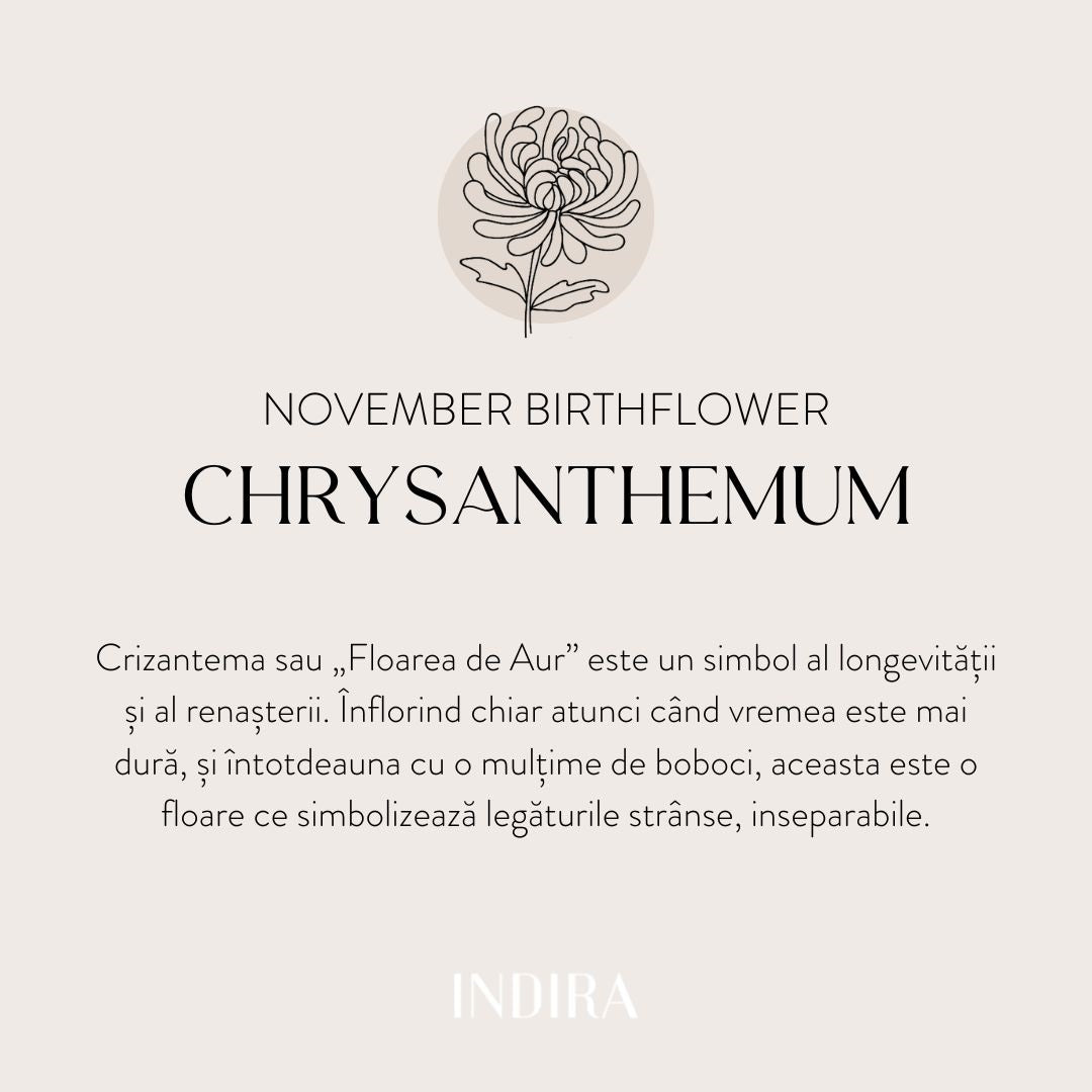 Brățară șnur din argint Silver BirthFlower - November Chrysanthemum - Indira