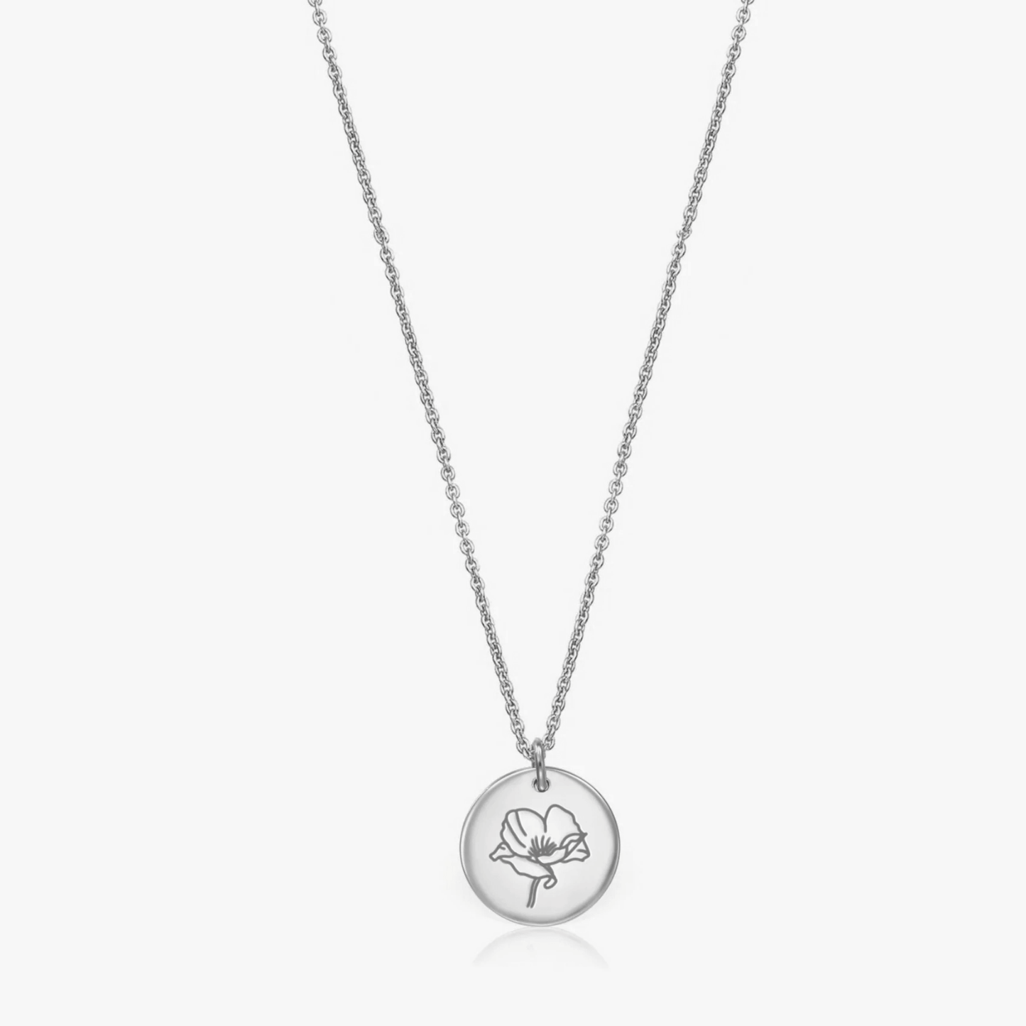 Collier en argent Fleur de Naissance Argent - Coquelicot d'Août