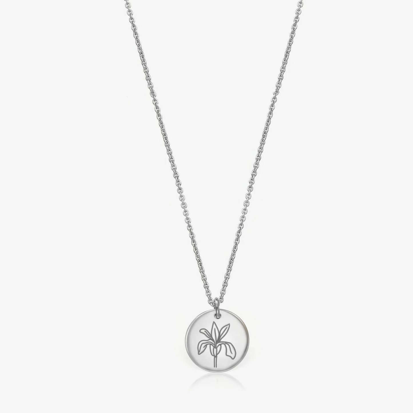 Collier argent Fleur de Naissance Argent - Iris de Février