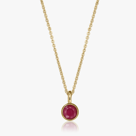 Colier din argint Birthstone Golden July - Rubin - Indira