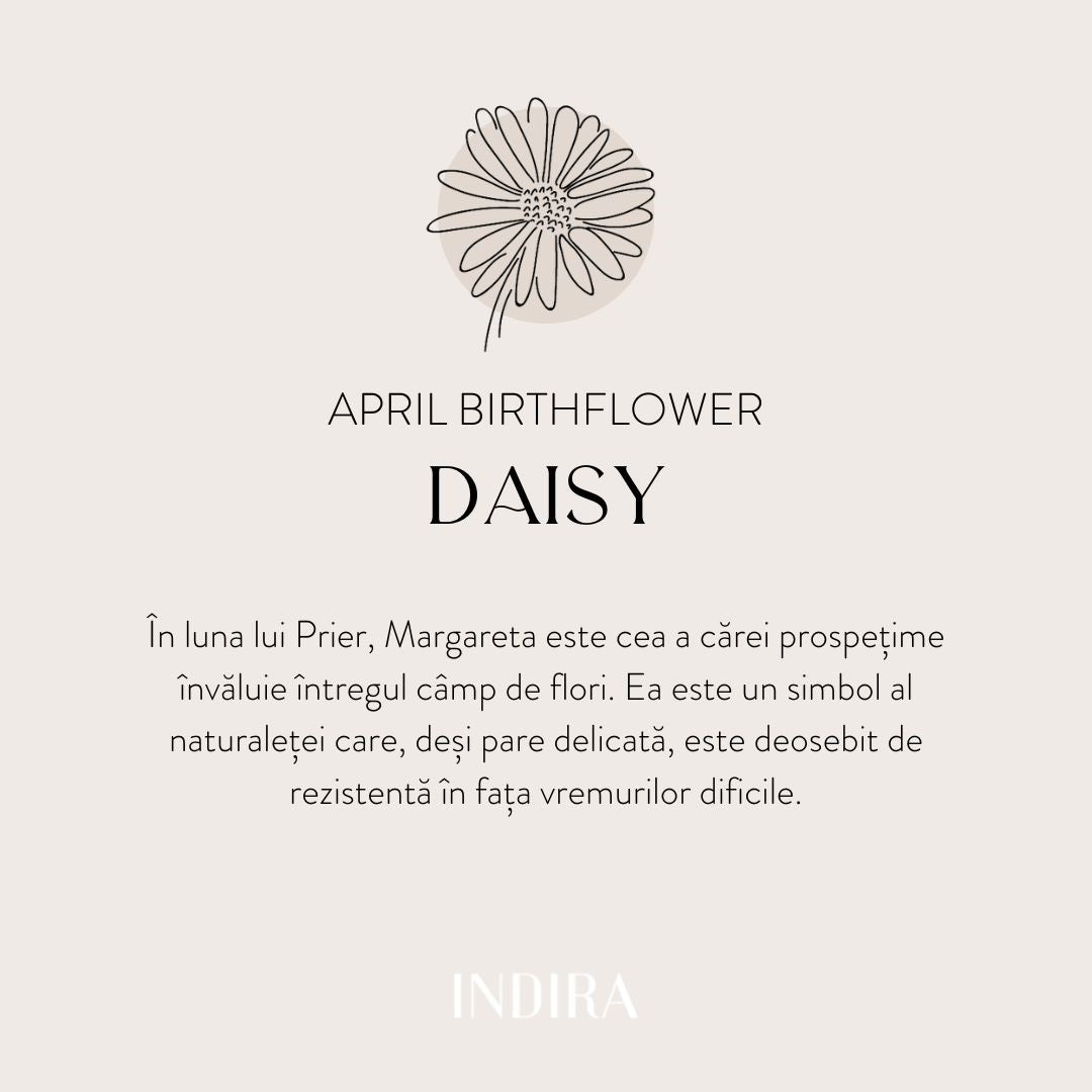 Pandantiv din aur alb Birth Flower - April Daisy - Indira