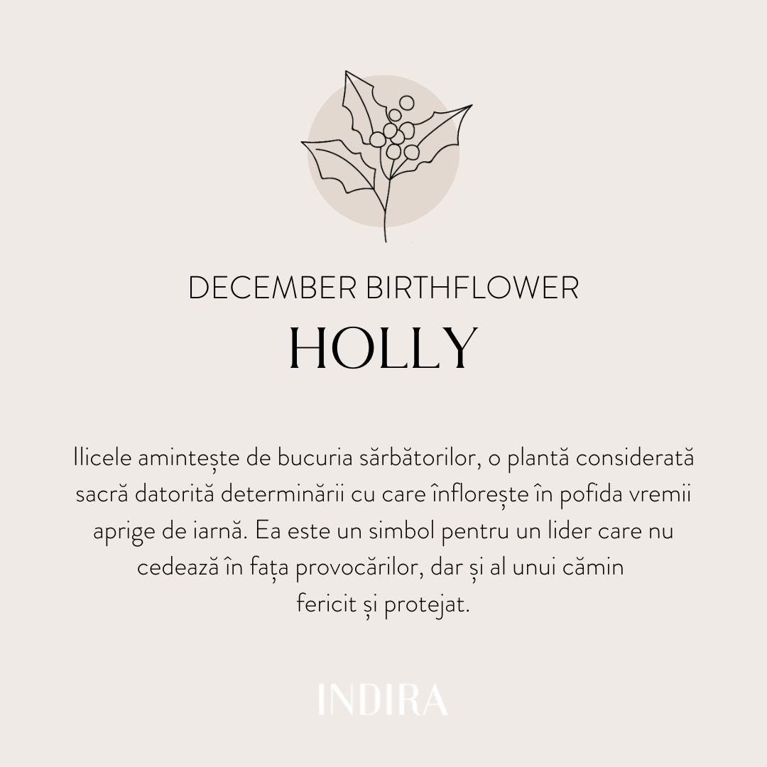 Brățară șnur din aur Birth Flower - December Holly - Indira