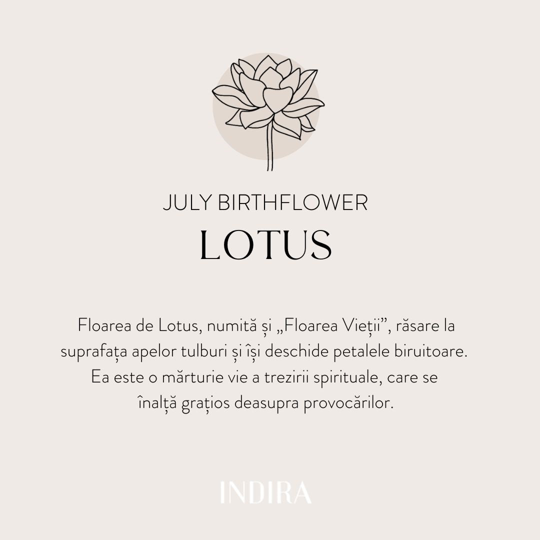 Pandantiv din aur alb Birth Flower - July Lotus - Indira