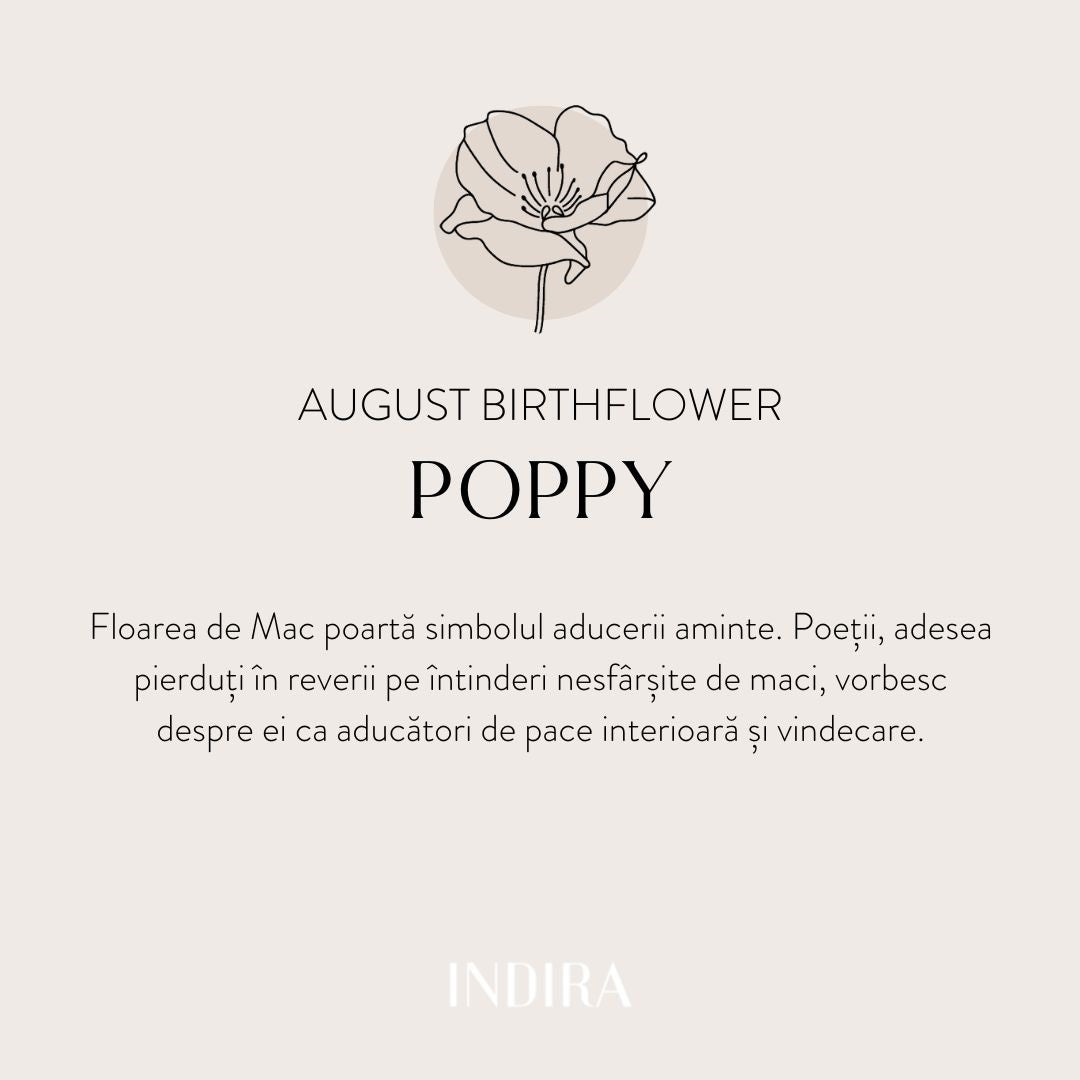 Brățară șnur din aur Birth Flower - August Poppy - Indira