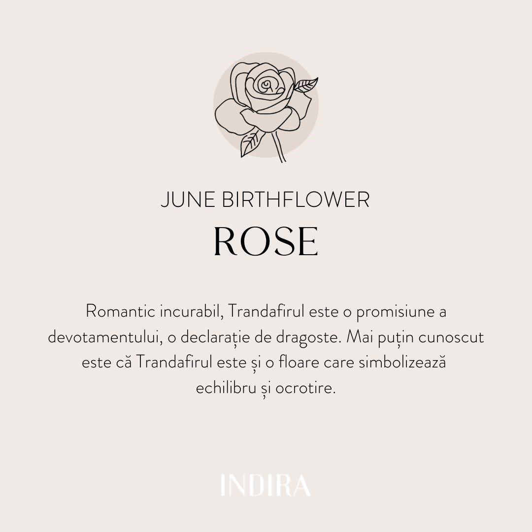 Pandantiv din aur alb Birth Flower - June Rose - Indira